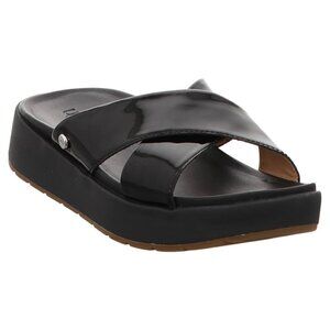 UGG Saguaro Emily Faux Leather Sandals, Black Patent, Size 7